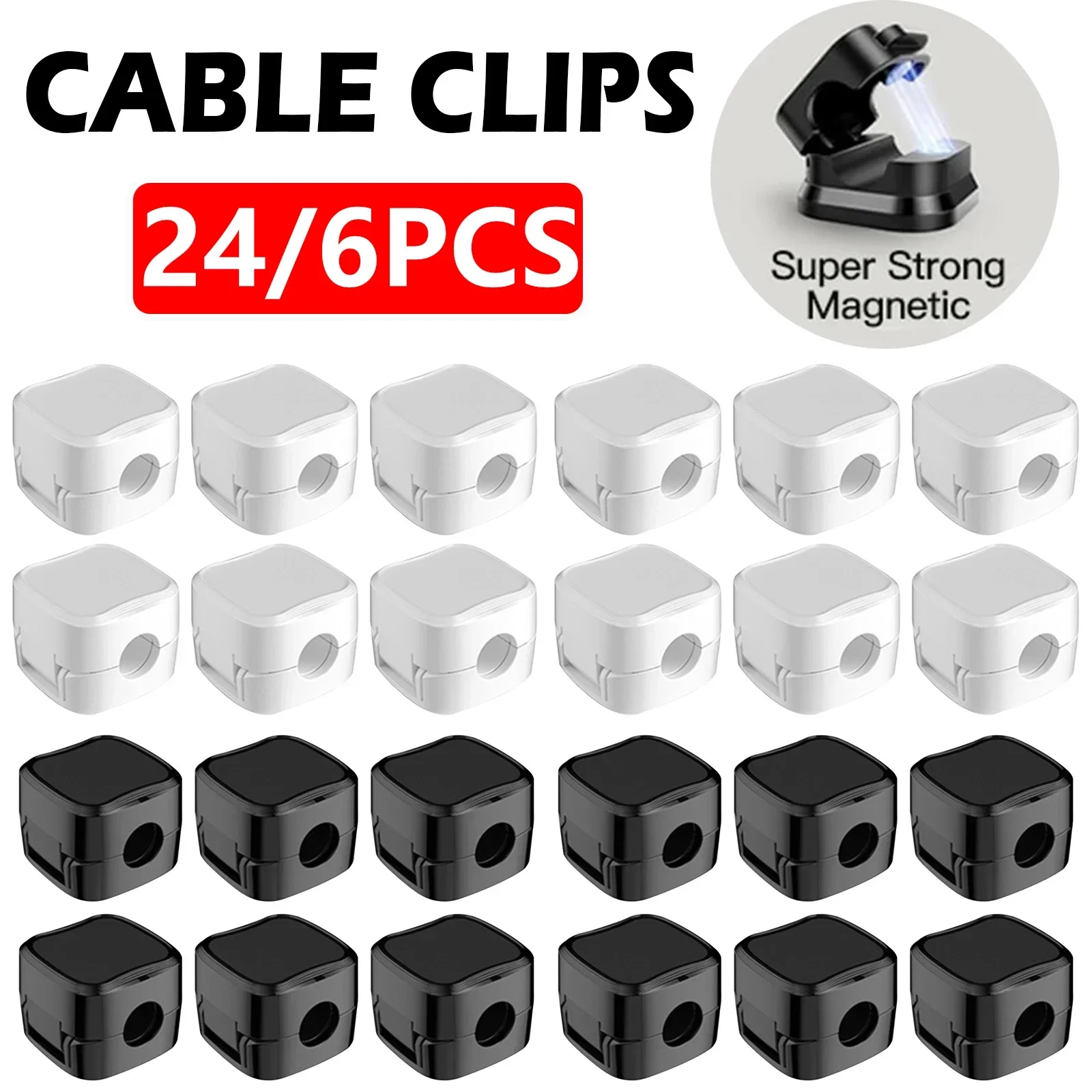 Magnetic Charging Cable - 24/6PCS Magnetic CABLE Organizer คลิปการจัดการสายเคเบิล Wire
