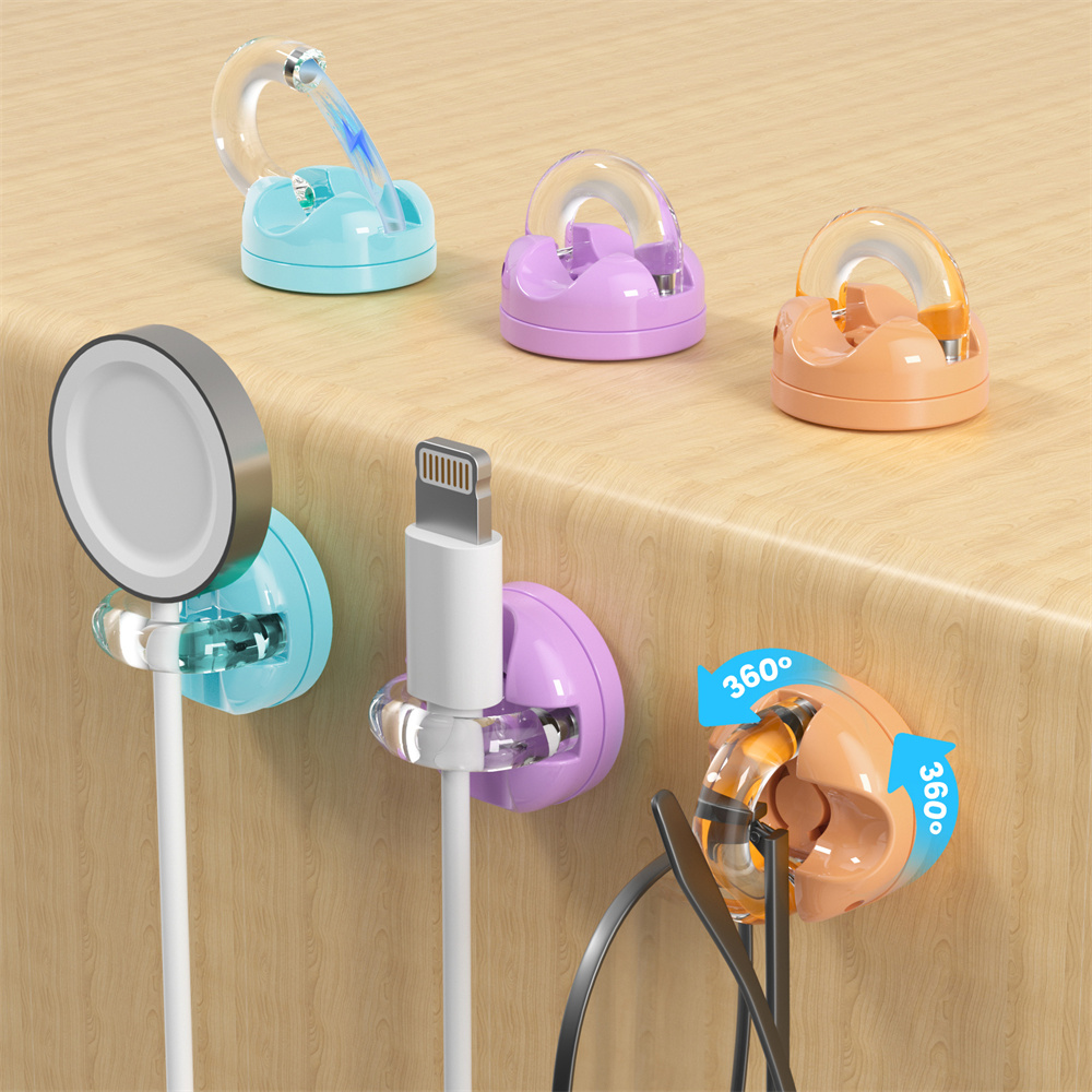 Magnetic Charging Cable - ชุด 6 ชิ้น ที่จัดระเบียบสายชาร์จแม่เหล็กแบบหมุนได้สำหรับตั้งโต๊ะ ที่แขวนสายชาร์จโทรศัพท์มือถือ ที่เก็บสายไฟ