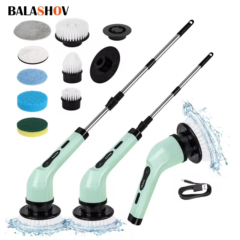 Kitchen Electronics Gadgets - 9-in-1 มัลติฟังก์ชั่นไร้สายไฟฟ้าแปรงทําความสะอาดห้องครัวห้องน้ําแปรง USB มือถือหมุนเครื่องมือทําความสะอาด