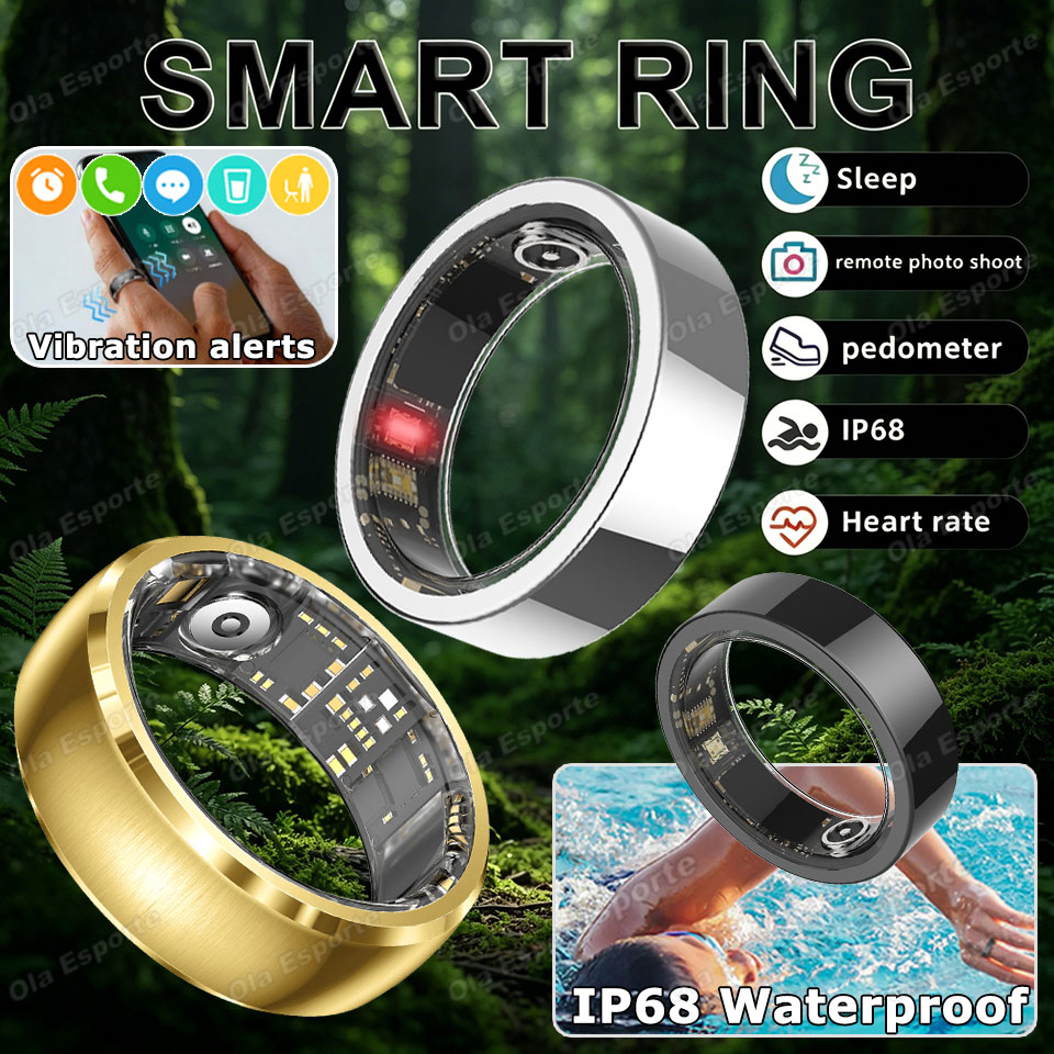 Smart Ring Health - แหวนอัจฉริยะเตือนการสั่นสะเทือนรุ่นอัปเกรด กันน้ำ ตรวจวัดสุขภาพ วัดอัตราการเต้นของหัวใจและตรวจสอบการนอนหลับ แจ้งเตือนข้อความ นาฬิกาปลุก