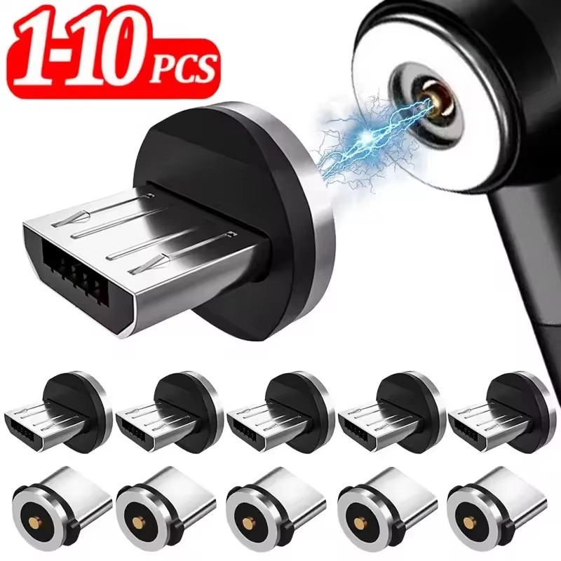 Magnetic Charging Cable - 1/5/10PCS USB-A ประเภท C ปลั๊กแม่เหล็กอะแดปเตอร์สายชาร์จเร็วสำหรับซัมซุงแม่เหล็กชาร์จ 360