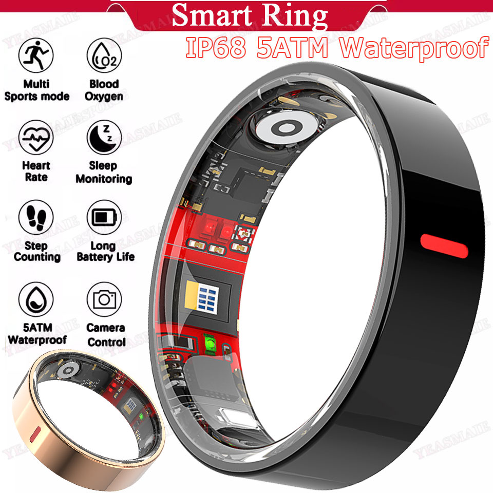 Smart Ring Health - แหวนสมาร์ทสำหรับกีฬากลางแจ้งปี 2026 กันน้ำ 5ATM+IP68 วัดอัตราการเต้นของหัวใจ ความดันโลหิต/ออกซิเจน