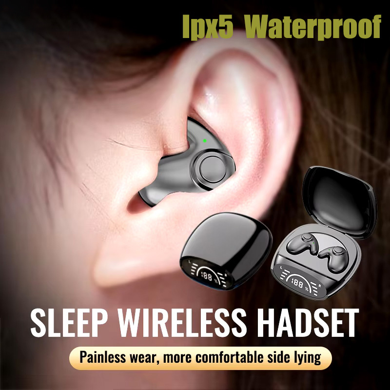 Bluetooth Speaker Waterproof - Sleep หูฟังที่มองไม่เห็นกันน้ําซ่อนหูฟังตัดเสียงรบกวนพร้อมไมโครโฟนสเตอริโอบลูทูธ 5.3 หูฟังสําหรับ Sleep At