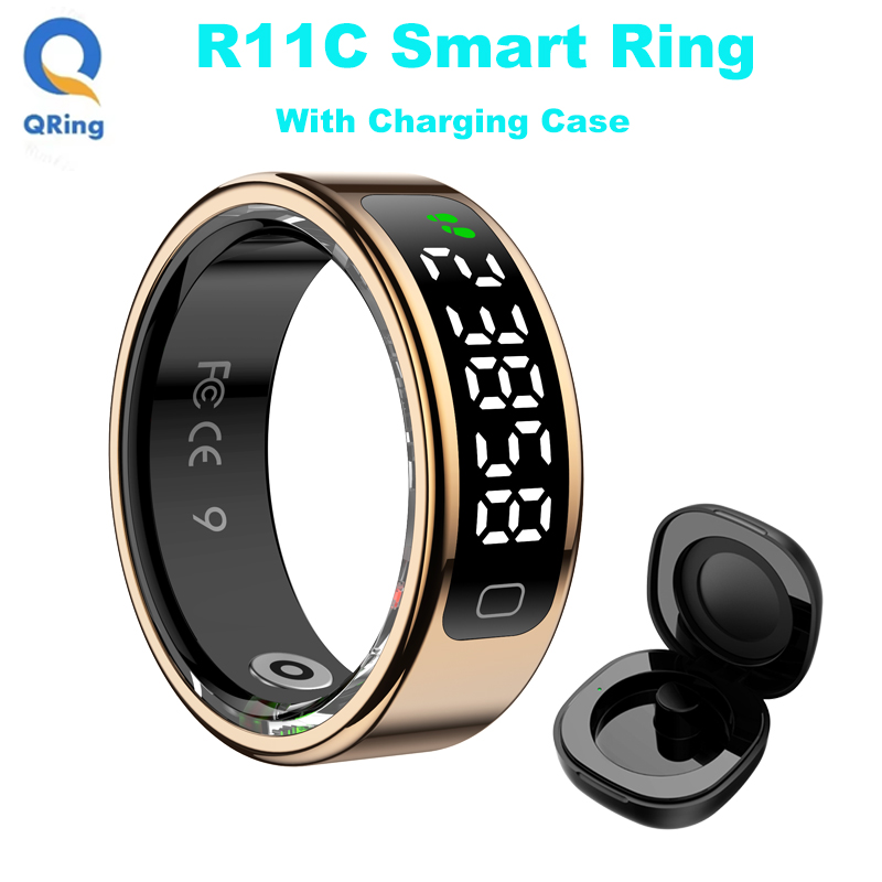 Smart Ring Health - AMZMAX R11C จอแสดงผลสมาร์ทแหวนผู้ชายผู้หญิง,ท่าทางรูดวิดีโอ/แปรง Tiktok Health Monitor,กันน้ํา