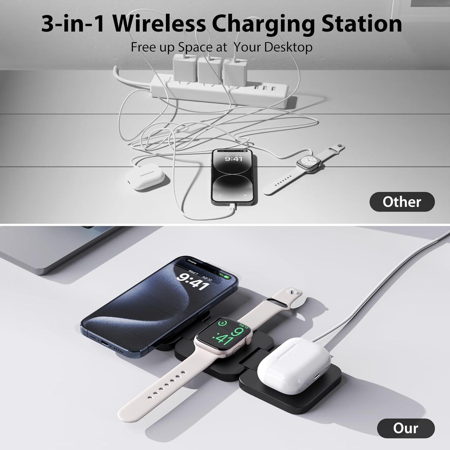 พับ 3 in 1 Fast Wireless Charg - Magnetic Charging Cable บทวิจารณ์และราคา