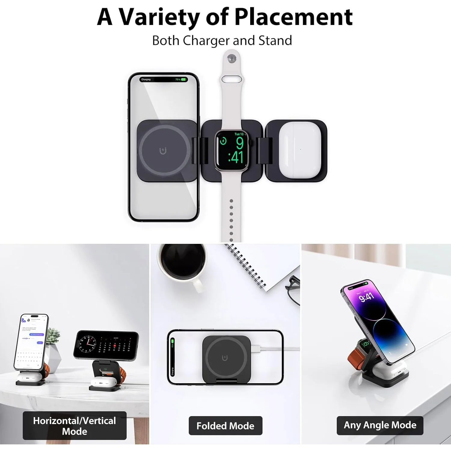 พับ 3 in 1 Fast Wireless Charg - Magnetic Charging Cable บทวิจารณ์และราคา