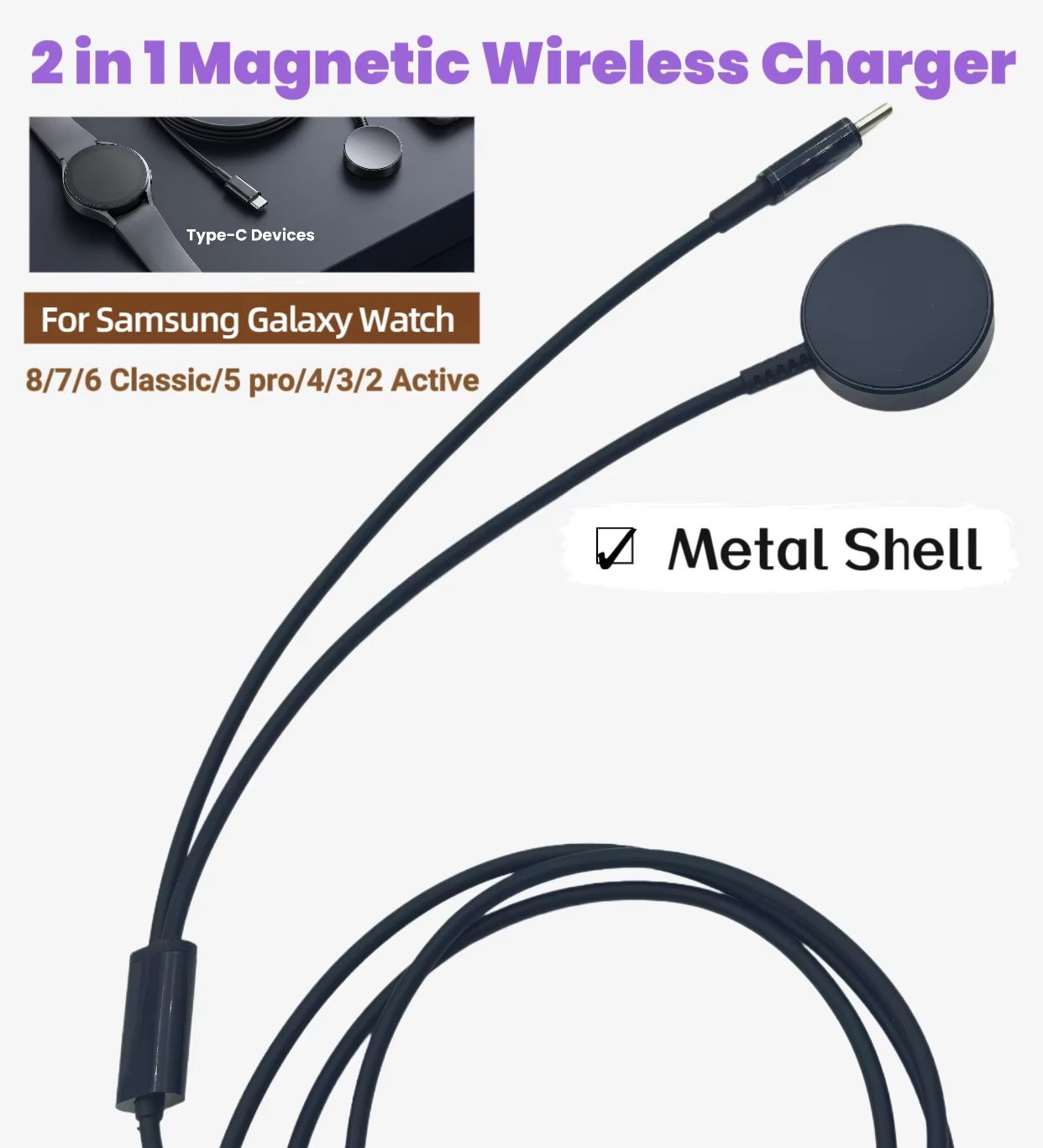 Type-C 2-in-1 สายชาร์จฐานโลหะไ - Magnetic Charging Cable บทวิจารณ์และราคา
